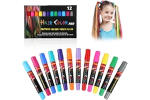 CRESZZLE Haarkreide für Mädchen und Kinder - 12 Auswaschbare & Ungiftige Farben, Ideal für Karneval, Fasching mit Rot - Temporäres Haarspray & Kreative Haarfarbe