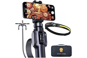 VALUE FIND VALUEFIND Francja Zestaw składający się z przemysłowych endoskopowych kamer z autofokusem 1920P z 8 diodami LED/kabel obrotowy endoskop 2 m dla Android/iPhone'a + lampa czołowa
