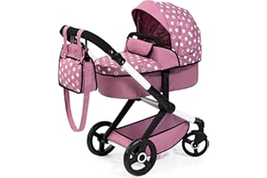 Bayer Design 17076AB Passeggino per bambole Combi Xeo, carrozzina bambola, regolabile in altezza, convertibile, borsa