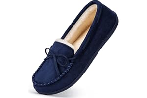 HomeTop Women's Moccasin Slippers Comfy Warm Fluffy Memory Foam Non-Slip Indoor House Shoes