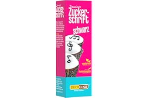 ‎DECOCINO Decocino Zuckerschrift in Schwarz Lebensmittelfarben-Schrift praktische Tube zur Beschriftung von Fondant & Glasuren Back-Deko für Torten, Kuchen & Cup-Cakes!
