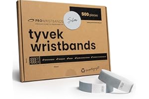 PROWRISTBANDS Eintrittsbänder aus Tyvek - Party Einlassbänder, Securebänder, Festival Armbänder, Kontrollbänder für dein Event (Silber, 500)