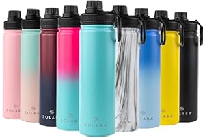 SOLARA Edelstahl Trinkflasche 650ml, Wasserflasche mit Strohhalm 650ml Thermoskanne, BPA frei, auslaufsicher Trinkflasche mit Strohhalm für Büro, Schule, Fitness, Outdoor, Camping - Aqua