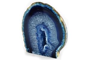 BRITISH FOSSILS Blue Agate Geode – Natural Quartz Crystal Centre