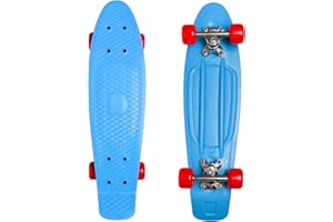 M.Y X-Skate Complete 22" Plastic Retro Beginner Skateboard for Kids Teenagers & Adults Waffle-Style Deck ABEC 7 Bearings for Tricks and Cruising