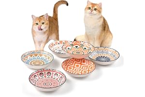 YEAHGO Cat Bowls Ceramic Cat Food Bowl 5.5 Inches Cats Dishes And Bowls Cute Whisker Fatigue Kitten Bowl Wide Shallow Kitten Feeding Plates Set Cats Plate Microwave and Dishwasher Safe