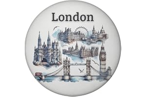 SPEECHEESE Skyline London Aimant rond souvenir avec vue sur Big Ben Tower Bridge London Eye Buckingham Palace