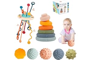 Morkka Jouets Montessori Pour BéBé 6 Mois Et Plus, Jouets D'Activité En Silicone, Jouets Sensoriels Pour Tout Petits, Jouets De Voyage, Motricité Fine, Jouets éducatifs Pour 1 à 3 Jeunes Filles Garçon