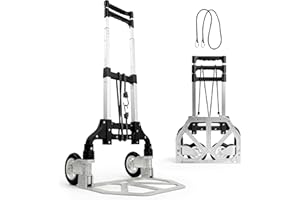 JUPPLIES Carrellino con Ruote Portatutto Pieghevole in Alluminio + Corda – Carrello Porta Pacchi Leggero e Robusto 75 kg, Maniglia Telescopica 100 cm, Ruote Silenziose per Casa, Viaggi o Trasporto