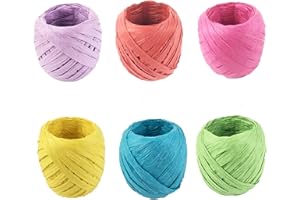 STREEHERJJKEA1 Geschenkverpackungen Raffia Papierband Handwerk Papier Kordeln Bast Band Geschenkband DIY Bast-Papierband für Geschenkverpackungen Basteln DIY Dekorieren von Blumen und Sammelalben 6 Farben gemischt