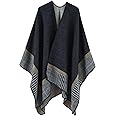 Women's Shawl Wrap Winter Fall Poncho Retro Style Vintage Pattern Cape Wraps Lightweight Open Front Sweater Cardigan