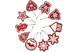 Seawang 10Stk. Weihnachten DIY Vollbohrer 5D Diamant Malerei Weihnachtsdeko Weihnachtsbaum Anhänger Deko Geschenk (01)