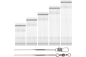 FDCLIXUVOL 50 Pcs Wire Traces Pike Fishing, 5 Size 10/15/20/25/30 cm Steel Wire Fishing Leader with Swivels and Snap, High-Strength Anti-Bite Wires Leader Line Kit for Saltwater Freshwater (Black)
