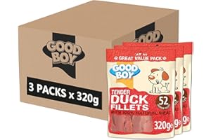 Good Boy - Tender Duck Fillets - Dog Treats - Made With 100% Natural Duck Breast Meat - 320 Grams - Low Fat Dog Treats, 320 g (Pack of 3)