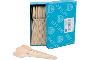 GRÄWE Ensemble de cuillères jetables, Lot de 100, ustensiles en Bois Non traité, Couverts jetables biodégradables et compostables, idéaux pour Les fêtes, Les Pique-niques et Les événements