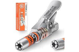 THINKWORK Grease Gun Coupler, 0.53" Grease Gun Tips, Strong Lock on Greases Gun Couplers, 12000 PSI Quick Release Grease Coupler, Compatible with All Grease Guns 1/8" NPT Grease Gun Fitting