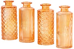 LEVANDEO Lot de 4 vases orange - Hauteur : 13 cm - Décoration de table - Décoration de table - Pour le printemps