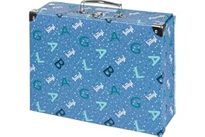 Baagl Walizka dziecięca na zabawki i przybory szkolne, walizka kartonowa, walizka na zabawki, składana walizka dla dzieci, składana walizka z metalowym uchwytem, Logo niebieskie, Składany