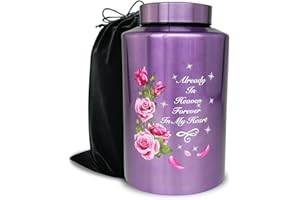 CHIEMOT Up to 220 lbs Large Cremation Urns for Adult Human Ashes, Decorative Urn for Female Male Ashes with Velvet Bag（Flowers）