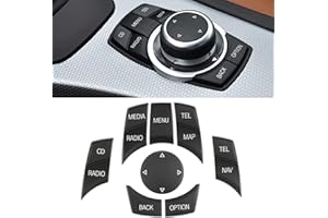 Jaronx Compatible with BMW iDrive Buttons, for BMW iDrive Controller Knob Multimedia Button Replacment for 1' E81 E82 E88/3' E90 E92 E93/5' E60 E61/6' E63 E64/X1 E84/X5 E70/X6 E71 (8PCS Set)
