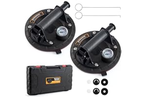 WUERQIE 2-Pack 8" Glassaugnapf-Vakuumheber mit Manometer und ABS-Handpumpe, Glassauger ist für Flache, Glatte Oberflächen und Fenstertausch Geeignet-Tragbarer Werkzeugkasten(200kg)