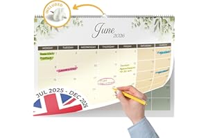 Finoly Wall Calendar July 25 Dec 26 (18 Months) Nature | Academic Calendar 2025-2026 | Monthly Calendar 25/26 30x21 cm A4 | Tear-Off Month to View