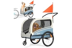 ‎SEPNINE SEPNINE® 2-in-1 XXL Fahrradanhänger für Hunde, Hundeanhänger für Fahrrad - mit Dachöffnung, Reflektoren & Reflexstreifen, mit Schiebestange & Universal-Fahrradkupplung, Faltbar, Bis 50 kg