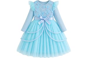 Baogaier Flickor Klänningar paljett prinsessa tyll långärmad klänning 3-10 | Elegant, avslappnad, 3D-blomma nätkjol med bä , räfflad, andningsbar, volang ärm, för födelsedagsfest bröllop daglig scen