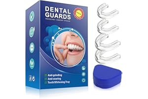 ATSHLD Gouttière Dentaire Bruxisme 4 Pièces, Protège Dent Nuit Anti Grincement, Gouttières Thermoformables Sans BPA, Mouth Guard pour Dormir, Douleur Mâchoire, Protection Dents, Adulte et Adolescent