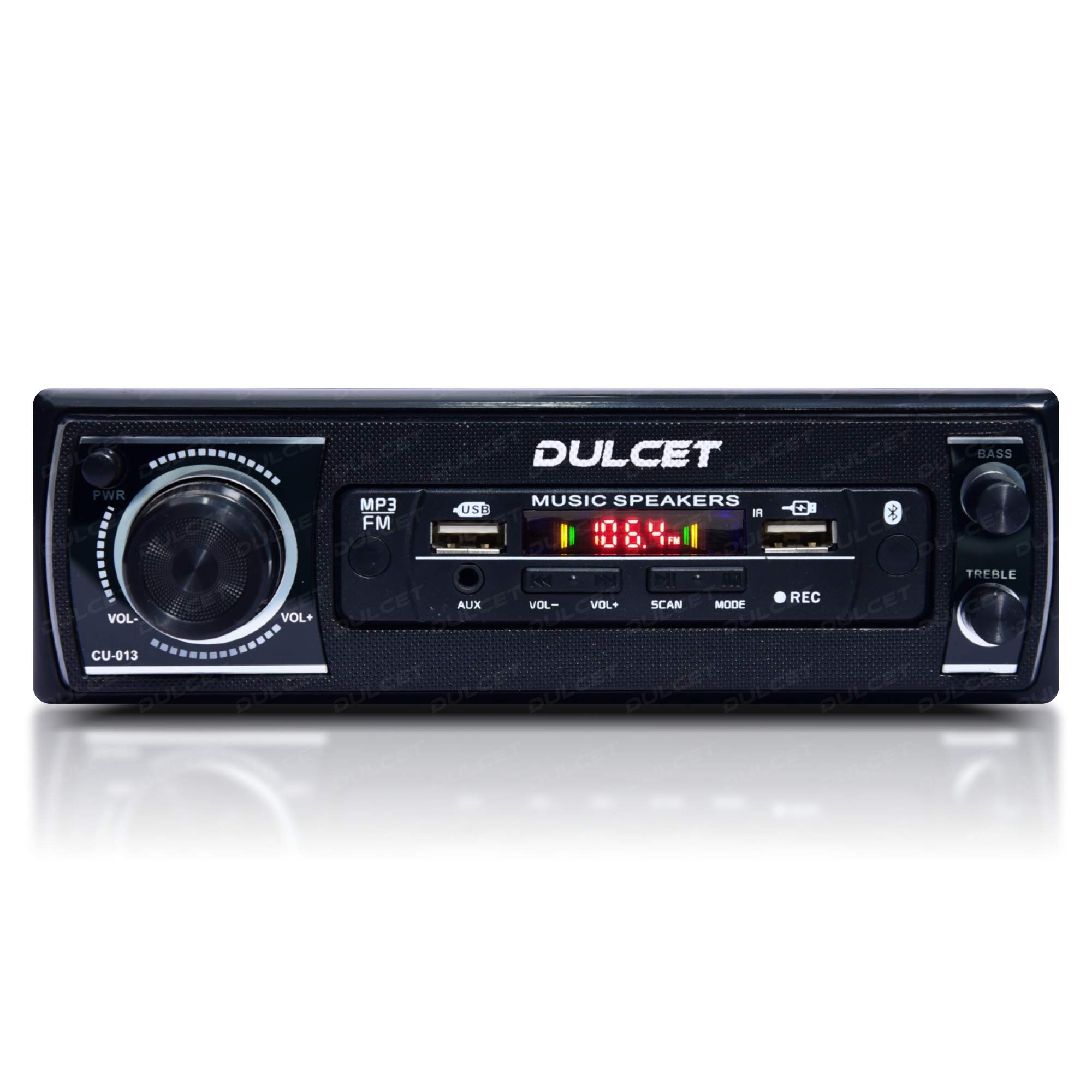 Dulcet DC-2020X Double IC High Power Universal Fit Mp3 Car Stereo with Dual USB/Bluetooth/FM/AU/Remote & Built-in Equalizer with Bass & Treble Control [Also, Includes a Free 3.5mm Premium Aux Cable]