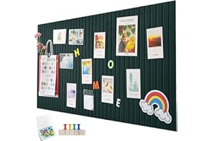 EUBSWA 120 x 90cm Große Filz Pinnwand Selbstklebend,vertikaler Streifen dekorative Pinnwand aus Filz,Filzboard, faltbare Fototafel Memotafeln Memo Boards Bulletin Board für Büro Küche,dunkelgrün