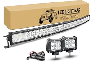 ‎RIGIDON RIGIDON 127cm 648W led lichtleiste gebogen mit 12v kabelbaum kit, 2 pcs 10cm 18W led offroad scheinwerfer wasserdicht für auto lkw kfz traktor 4x4 fahrzeuge, 6000K weiß nebelscheinwerfer