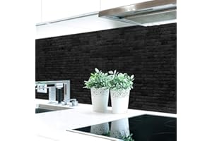 ‎DRUCK-EXPERT Küchenrückwand Ziegelmauer Anthrazit Premium Hart-PVC 0,4 mm selbstklebend - Direkt auf die Fliesen, Größe:220 x 60 cm