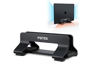 Psitek Aluminiowy Pionowy Stojak na Laptopa z Uchwytem Dokującym, Regulowana Szerokość Szczeliny 12-42mm, Oszczędność Miejsca na MacBooka i Laptopy