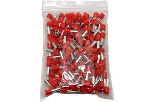 THR INDUSTRIEPRODUKTE 150 Stück Aderendhülsen teilisoliert rot 10mm² x 12mm Länge wiederverschließbar