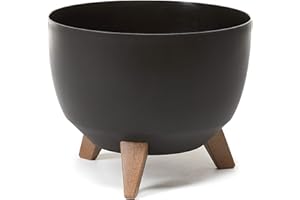 HappyFlower | MultiProject | Blumentopf an den Füßen | Pflanzkübel | rund | 3 Größen | 5 Farben | Übertöpfe | (ø 29 cm, Schwarz)