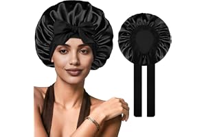 Yisica silkeshuva för sömn, satin sovmössa för kvinnor och män, bonnet för lockigt, slätt hår, sidenhuva med brett elastiskt band