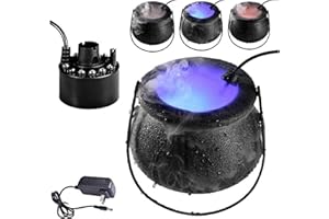 Qianderer Fabricante de niebla de Halloween, 12 colores que cambian de luz LED de Halloween Bruja Caldero Niebla, Decoración de accesorios de fiesta de Halloween (plástico)