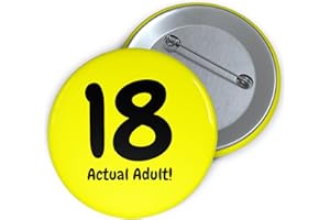 FELBRIDGE STUDIO 18th Birthday Badge Large - 18th Birthday Gifts for Girls Boys Him Her Son Daughter Granddaughter Grandson - Funny Unusual Pin Button - 59mm / 2.3"
