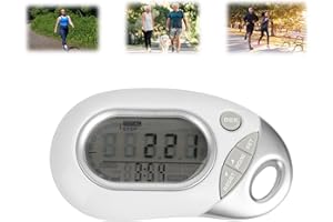 Deepboom 3D pour La Marche, Podomètre 3D Précis avec Sangle, Podomètres Précis pour Le Suivi des Pas, Miles/Km,Calories et Temps avec Grand écran LCD pour la Marche, Les Activités de Plein Air