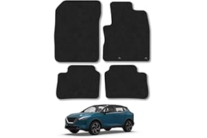CAR MAT CO Nissan Qashqai E-Power (2022+) Car Mats Accessories Tailored Fit Carpet Floor Mats Non Slip Black Trim Full Coverage Compatible Accessory Front Rear Set Anti Slip Granulated Backing Clips