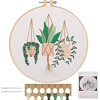 Kit De Démarrage Broderie Pour Débutants - 1 Cerceau En Bambou 15cm, 3 Tissus - Outils De Base Pour Apprendre La Couture