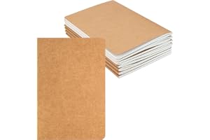 HOMEMARS A5-anteckningsbok, 100 g/m², tjockt papper, 8-pack, 14 x 21 cm, 60 sidor, linjerad, kraftpapper fodrad anteckningsbö