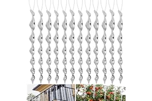 FMKLDENA Reflektierende Vogelschreck, 12 Stück Reflektierende Windspirale Vogelabwehr, Reflektierende Windspirale, zur Vogelabwehr Vogelschreck und zur Dekoration für Balkon und Garten