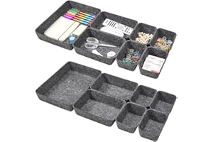 Eurhomewit Schubladen Organizer Filz, 14 Stück Schubladeneinsatz Büro Schubladen Ordnungssystem, Schminktisch Organizer für Schublade, Büro & Home Aufbewahrungsbox Organiser, Dunkelgrau