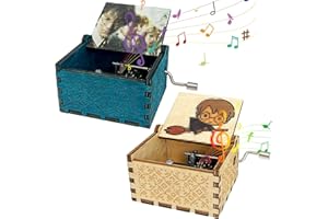 AIOSUY 2 Piezas Caja de Musica de Madera,Mini Caja de Música de Manivela,Caja de Musica Tallada,Caja de Música para Niños,Estilo Vintage,Decoración para Hogar,Regalos de cumpleaños,Regalos para niños