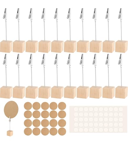 Porte-photos En Bois Avec Pince Crocodile - Lot De 20 - Idéal Pour Bureau, Mariage, Décoration De Table - 8