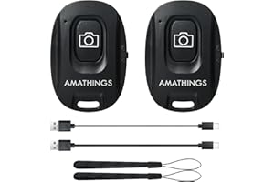 AMATHINGS 2 Stück Bluetooth Shutter Fernbedienung Wiederaufladbar mit USB C und Handgelenkschlaufe Selbstauslöser Handy für Smartphones und Tablets