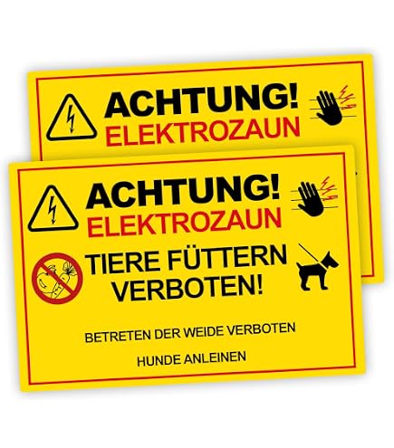 Eider Warnschild Für Elektrozaun – 9-sprachig, 225 X 130 Mm, Mit Befestigungslöchern
