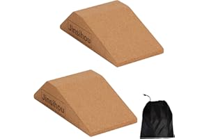 JINSIHOU Squat Wedge Block Non-Slip Slant Board Calf Stretcher, Set of 2 Foot Ankle Knee Leg Stretchers, Heavy Duty Cork Ramp for Physical Therapy, Deadlift, Lunge, Yoga, Pilates, Heel Elevated Exercises